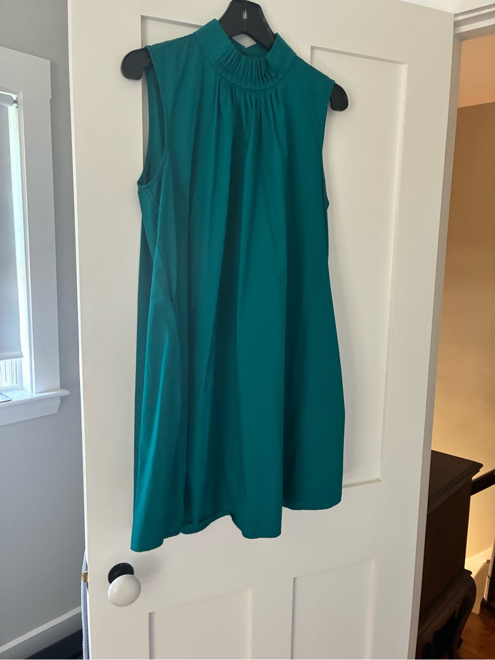 Banana Republic Teal Sleeveless High-Neck A-Line Dress-worn twice-v flattering